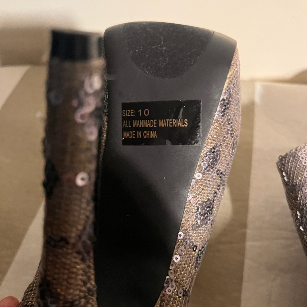 Pre-owned Qupid Glittery Brown High Heels - Picture 6 of 7